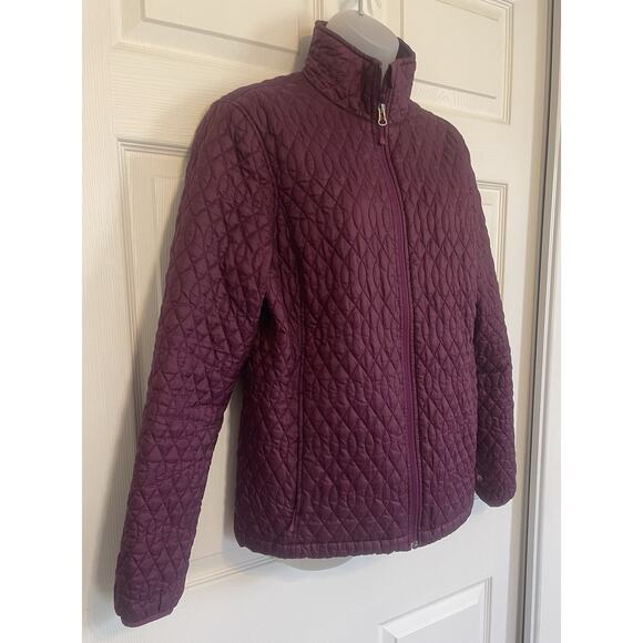 Lands End Plum Purple Polyester Quilted Puffer Shell Jacket Coat | Size Medium - Picture 2 of 9